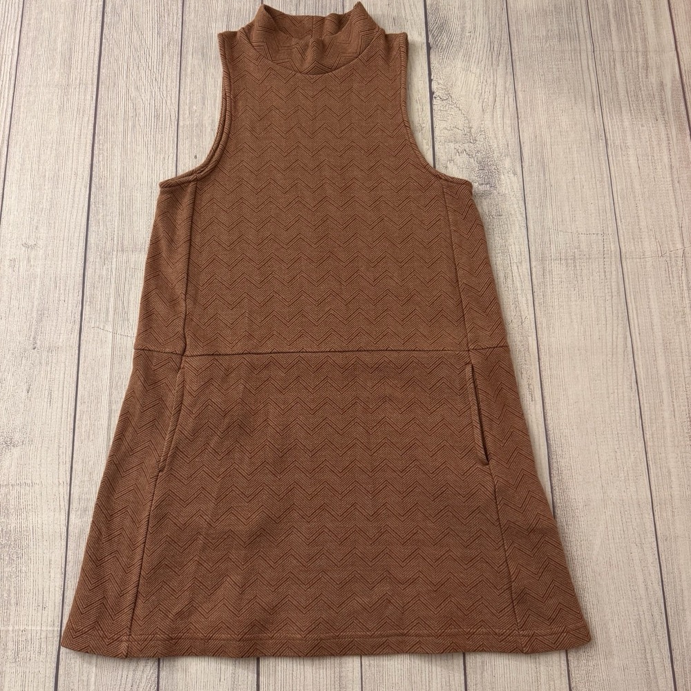 Free People Chevron Sleeveless Mock Neck Twiggy Shift Sweater Dress Size Medium